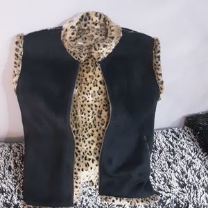 Reversible faux fur lined suede vest